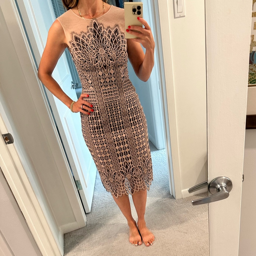 EUC BCBG size 0 lace and navy cocktail dress